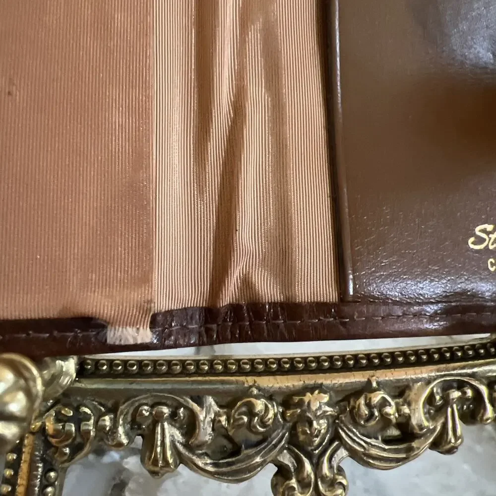 Vintage St Thomas Genuine Cowhide Leather Wallet Card Holder Brown Mid Century